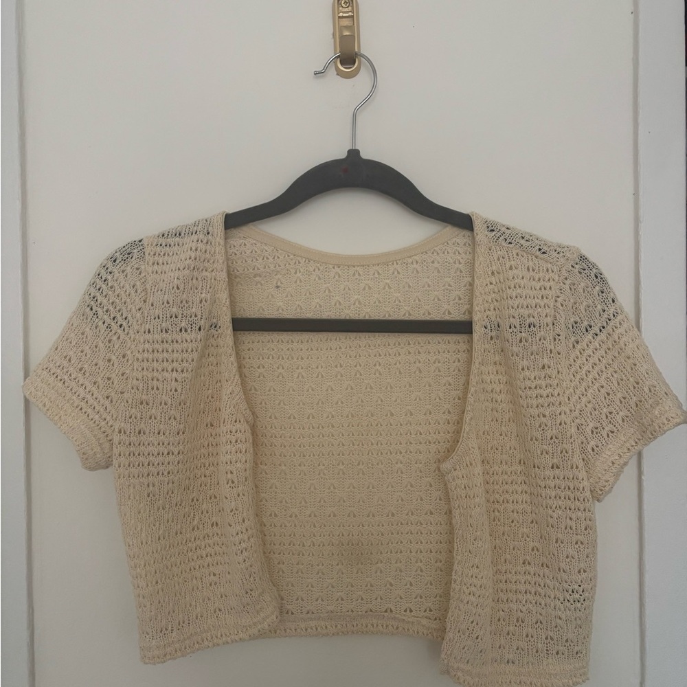 Elegant Cream Crochet Women Coverlet Small